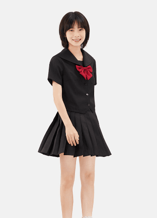 セーラー服 リボン付きセーラー風制服ワンピース