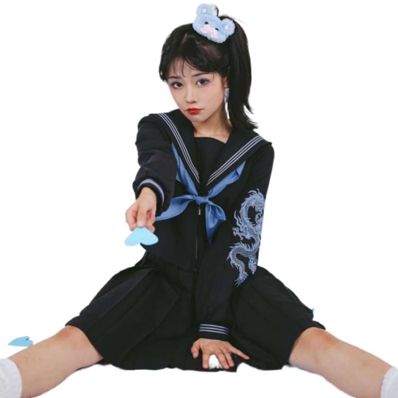 セーラー服 ドラゴン刺繍入り黒