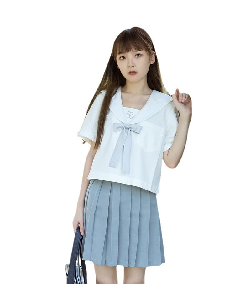 セーラー服 清楚リボン飾り 半袖セーラーブラウス