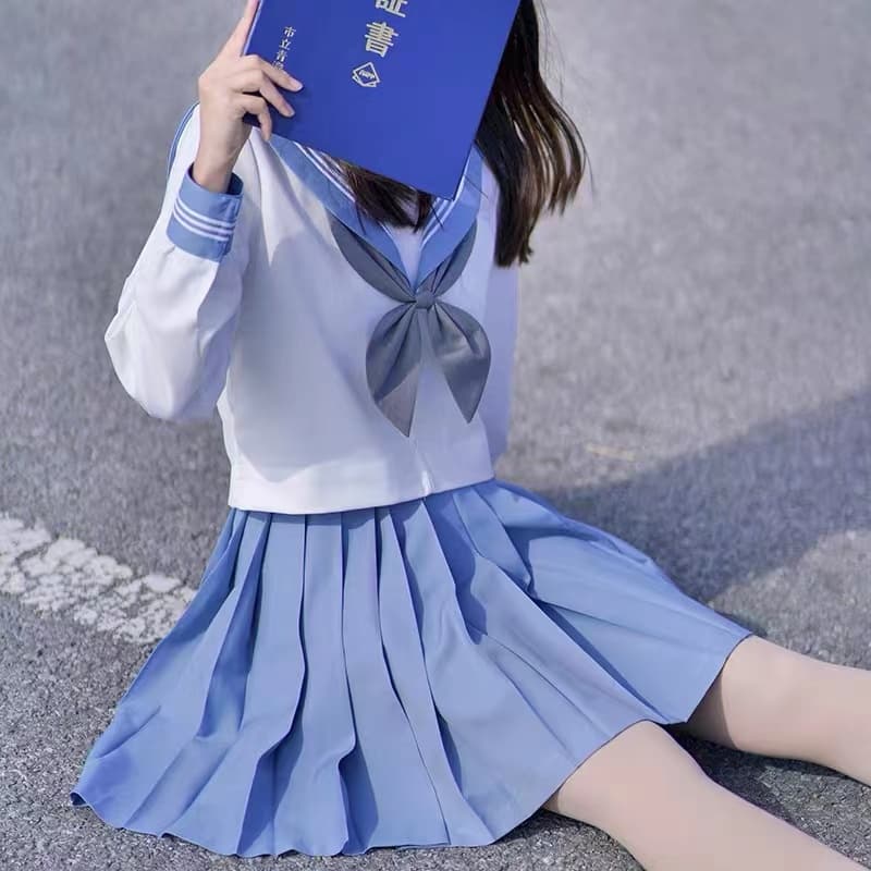 セーラー服 クラシック襟付き長袖セーラートップス
