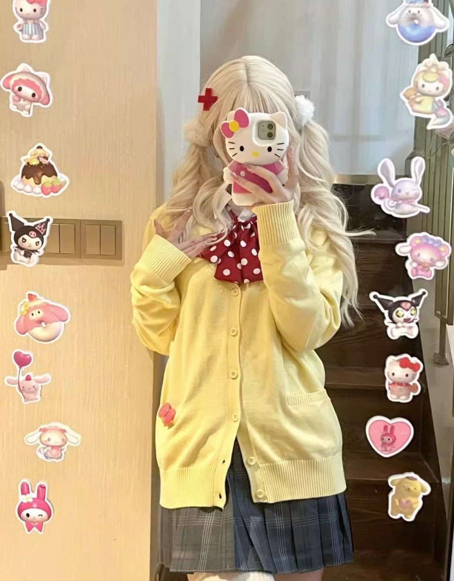セーラー服 可愛いセーラー襟カーディガン制服セット