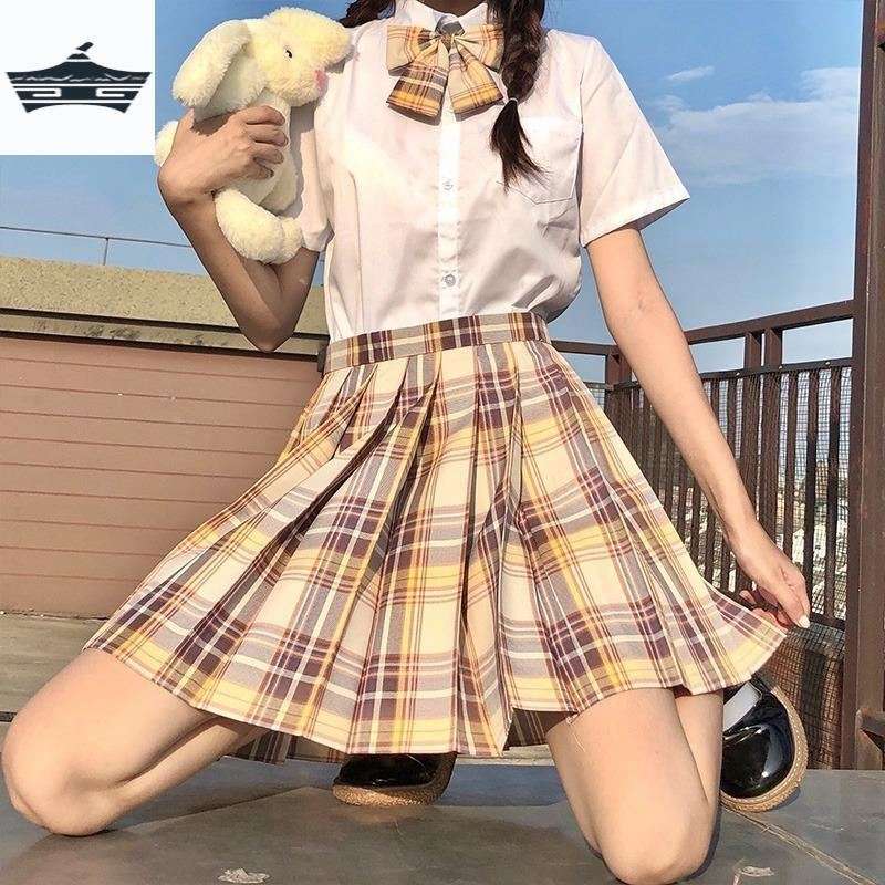セーラー服 プレッピースタイル チェック柄プリーツスカート制服セット