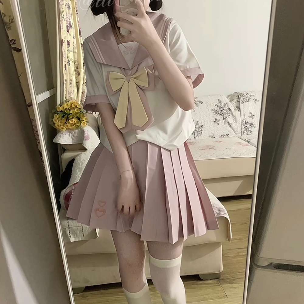 セーラー服 ガーリーリボンセーラー風制服セット