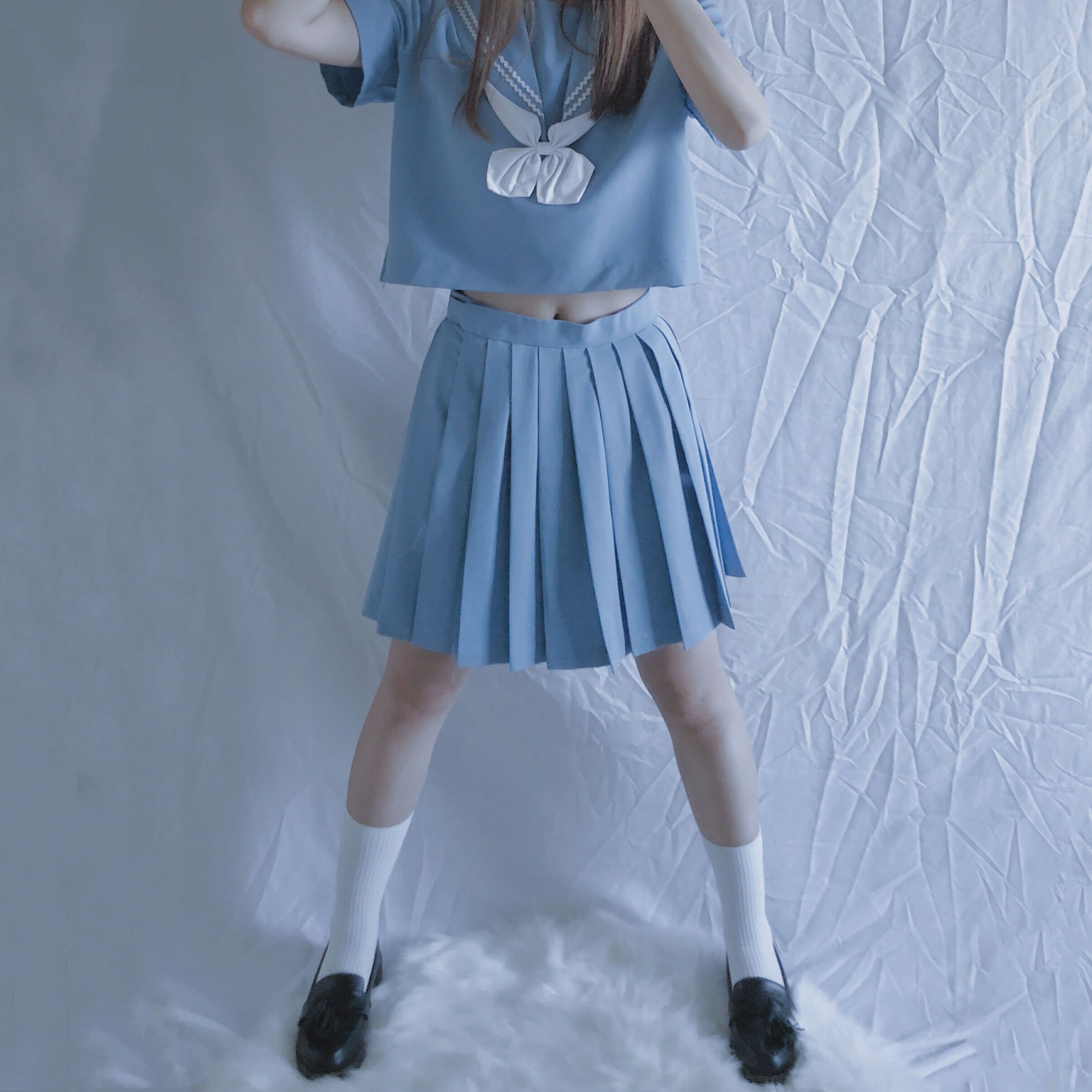 セーラー服 清涼感あふれる二本ライン セーラートップス