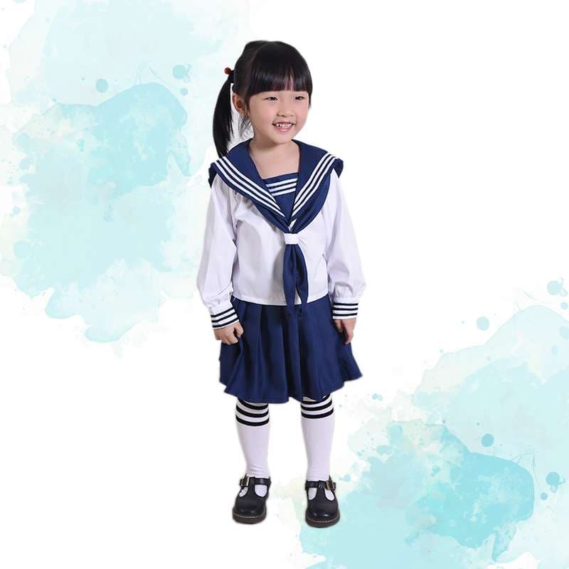 セーラー服 キッズ風 コスチューム 紺白2色展開