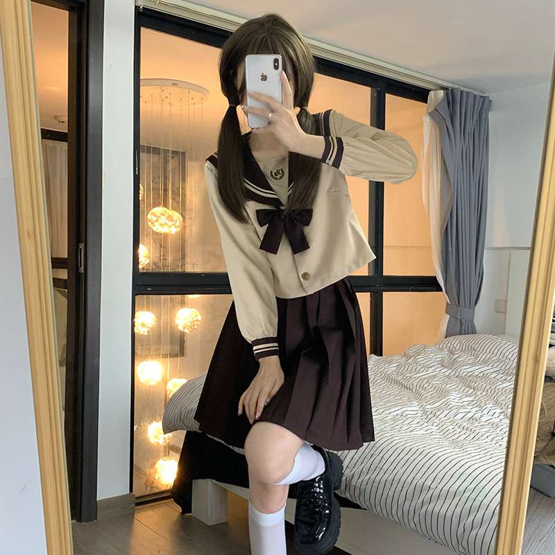 セーラー服 長袖リボン付き 上下セット