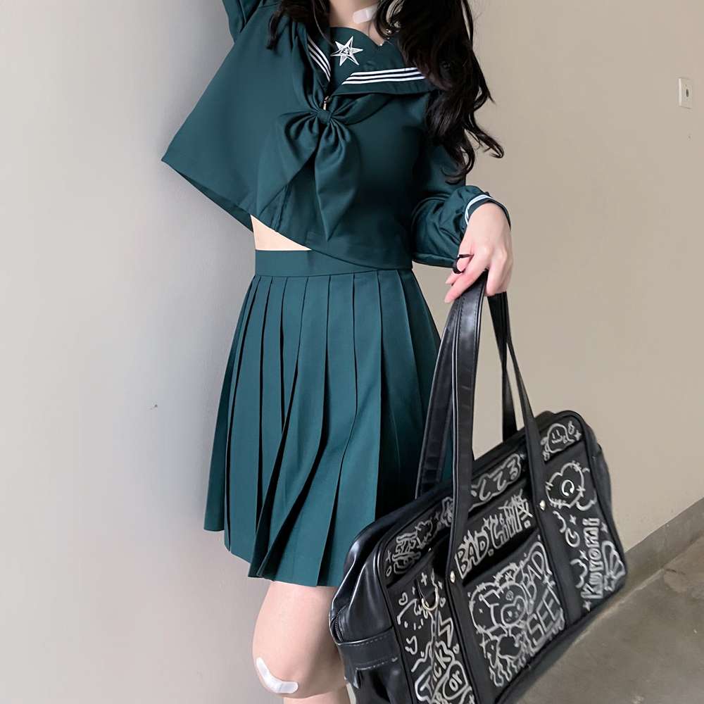 セーラー服 星柄セーラー襟プリーツワンピース