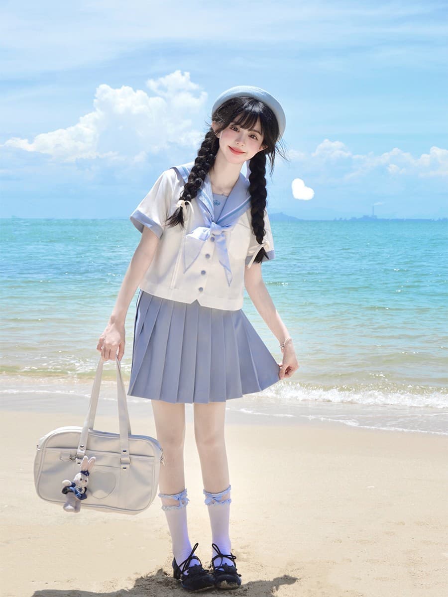 セーラー服 マリン風セーラー半袖ブラウス
