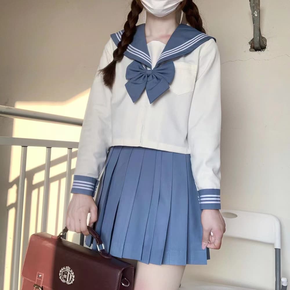 セーラー服 クラシック襟付き長袖セーラートップス