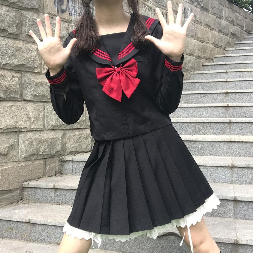 セーラー服 リボン付き伝統デザイン