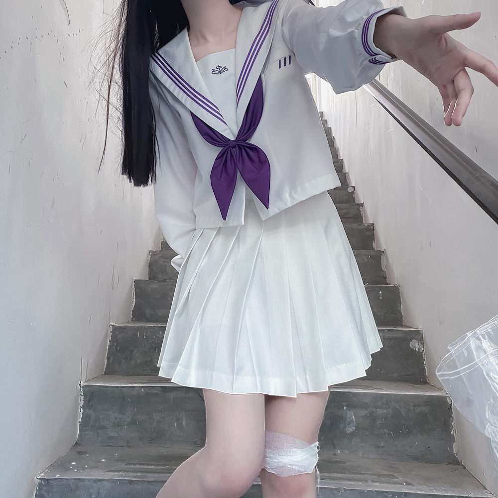 セーラー服 紫リボンの清楚長袖 制服