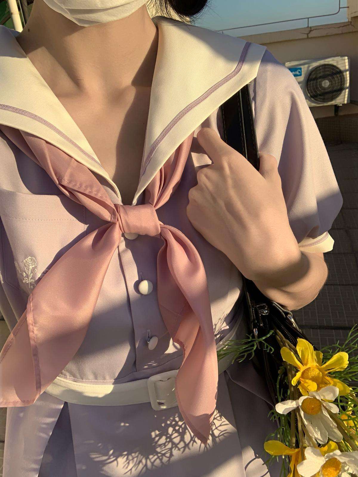セーラー服 パステルカラー リボン付きワンピース制服