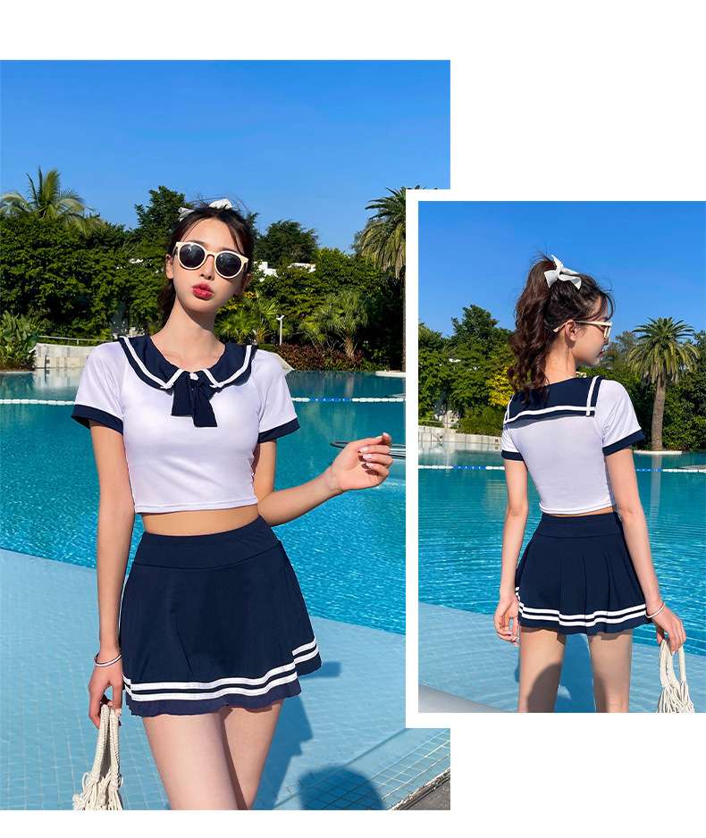 セーラー服 清楚可愛い二点セット セーラー風スイムウェア