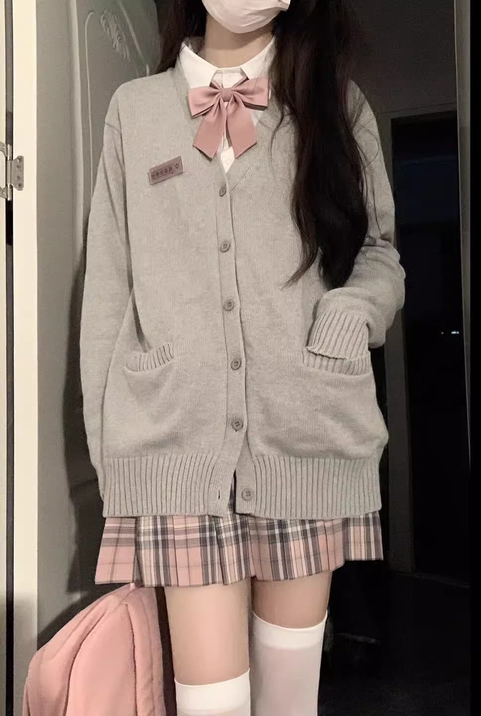 セーラー服 学園風ゆったりニットカーディガン