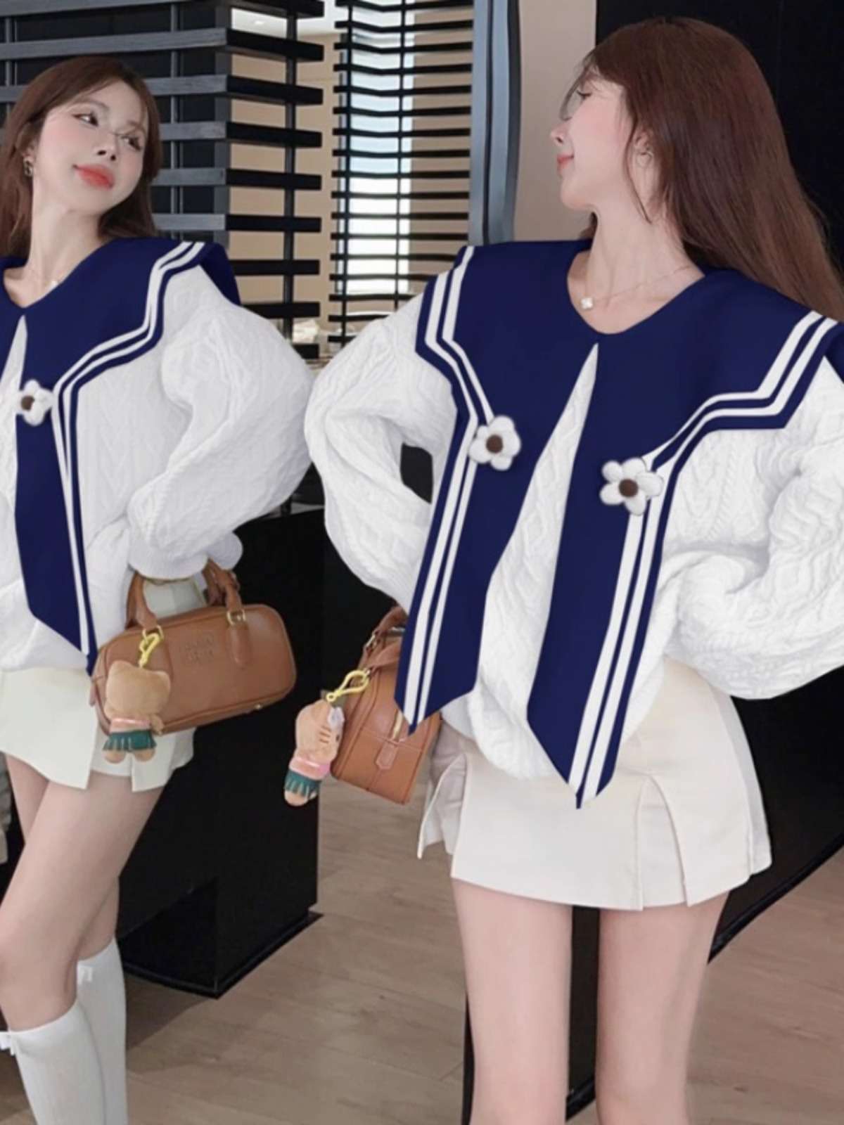セーラー服 セーラー襟オーバーサイズニットワンピース