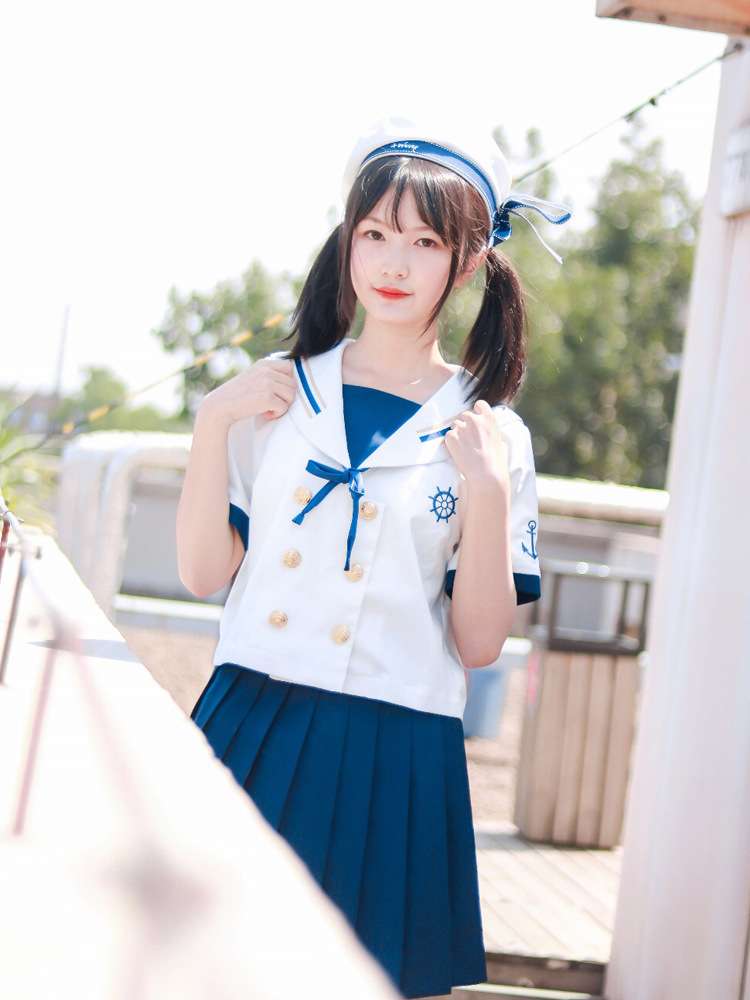 セーラー服 マリンセーラー制服セット 白と紺