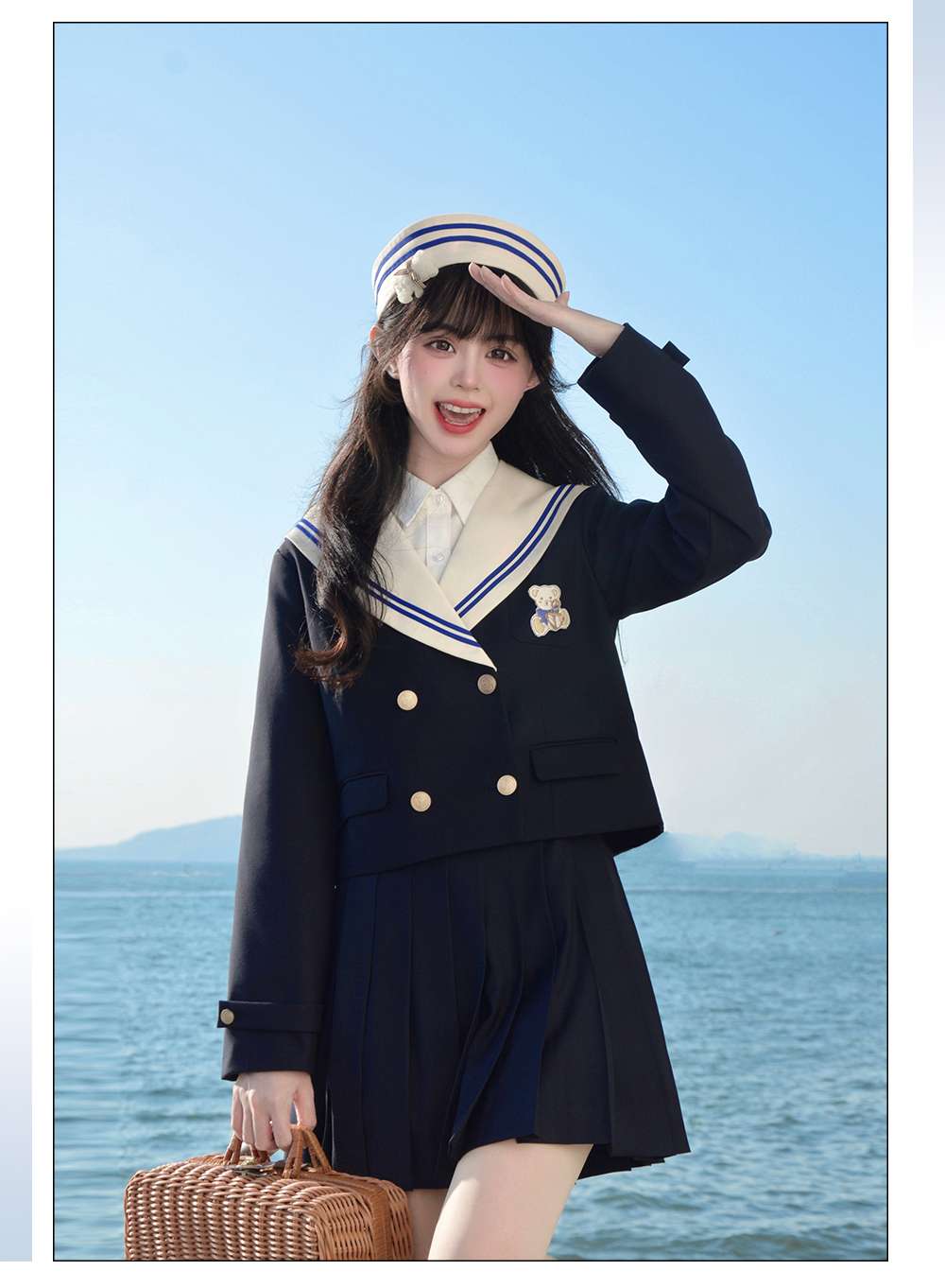 セーラー服 セーラーカラーワンピース 白と紺