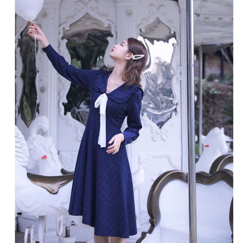 セーラー服 レトロ風セーラーカラーワンピース