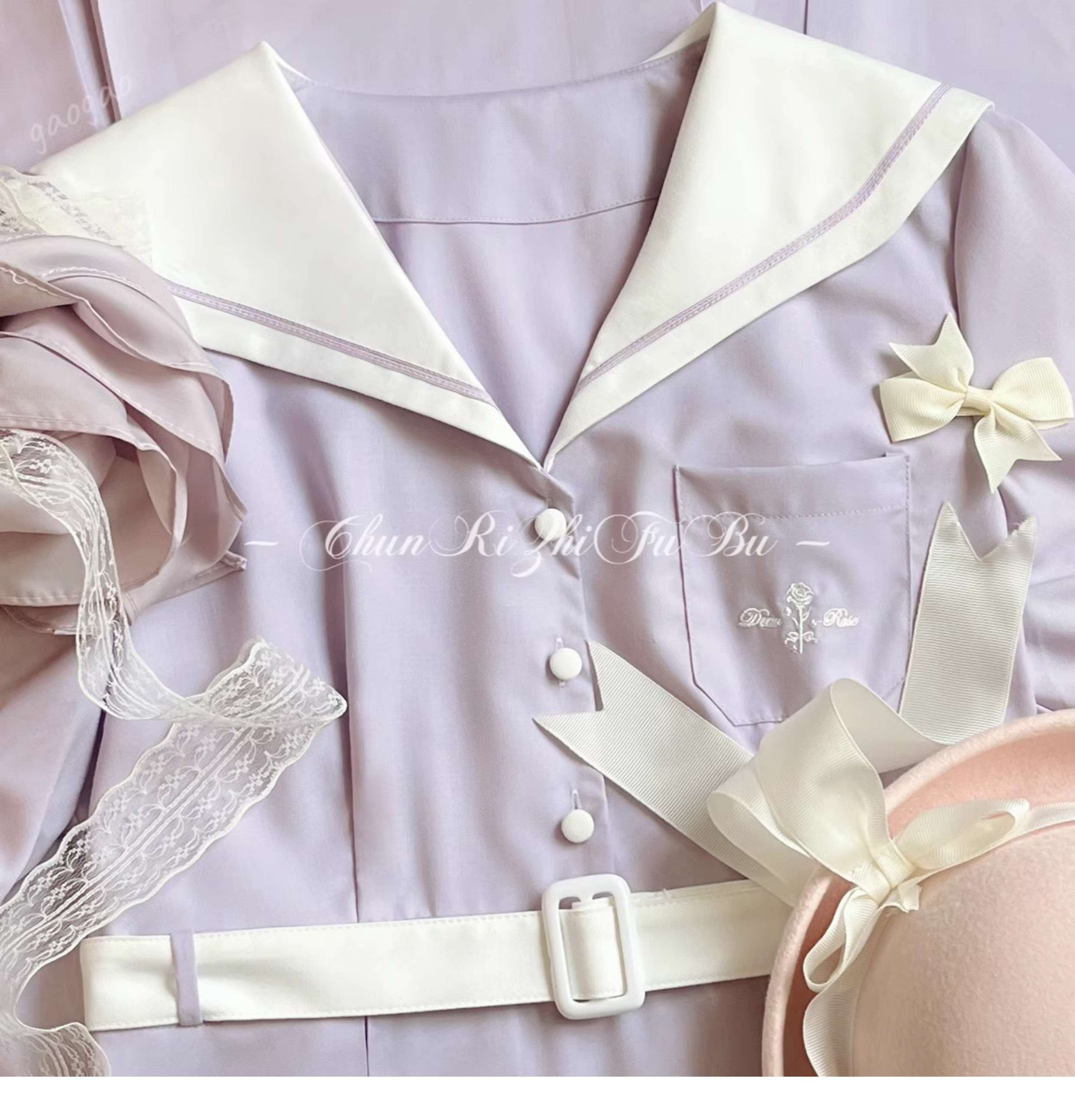 セーラー服 甘めガーリーセーラーカラーワンピース