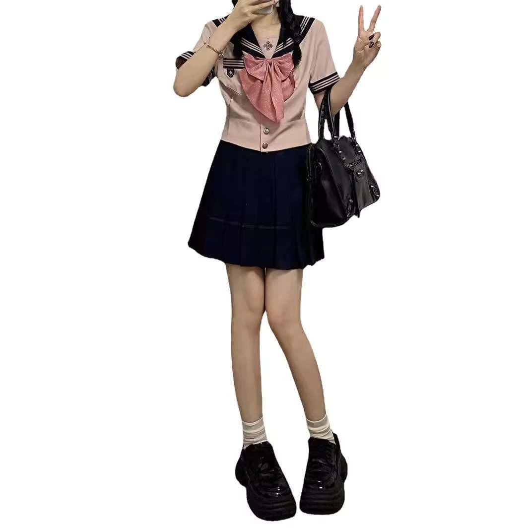 セーラー服 甘めピンクリボン コスプレセット