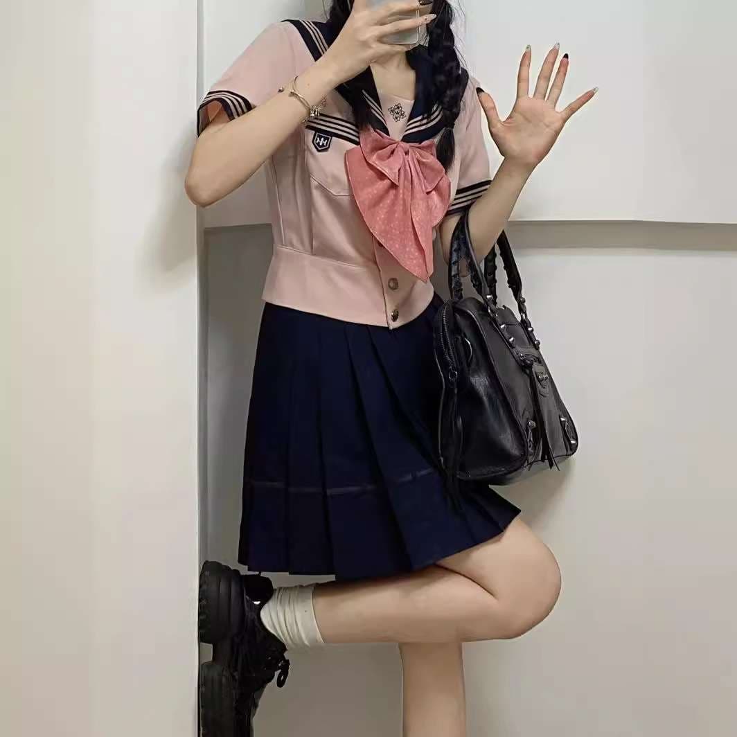 セーラー服 甘めピンクリボン コスプレセット