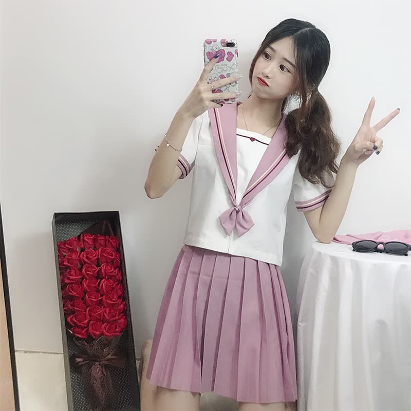 セーラー服 リボン付き清楚セーラートップス