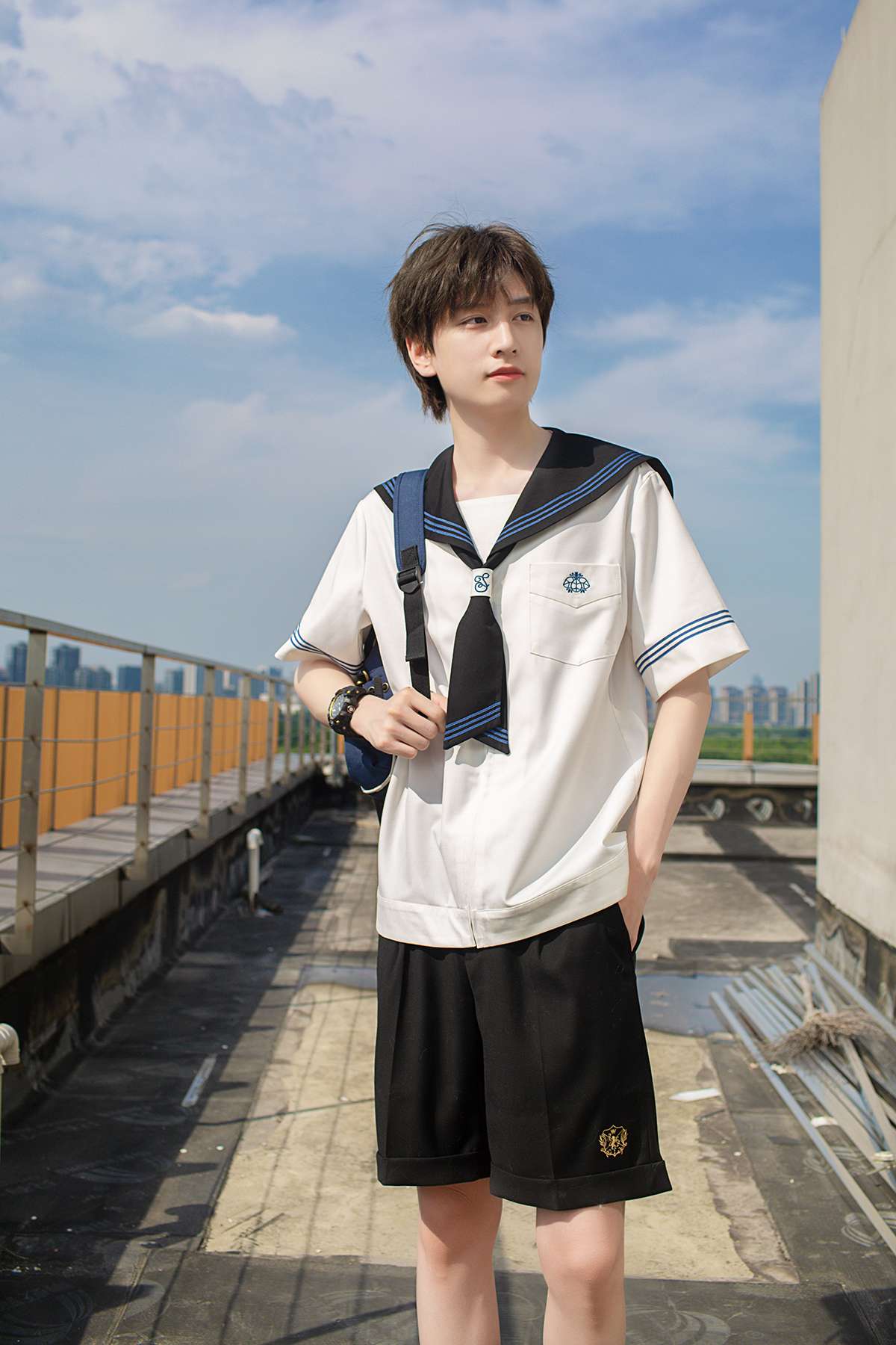 セーラー服 学生風メンズ 上下セット