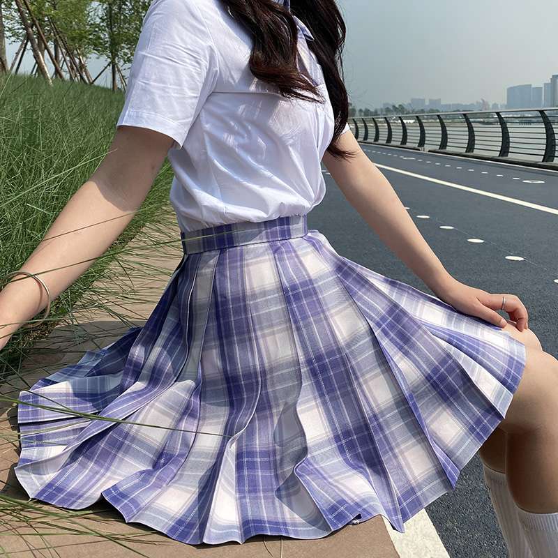 セーラー服 プレッピースタイル チェック柄プリーツスカート制服セット