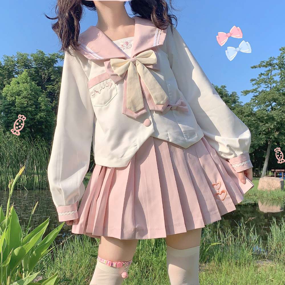 セーラー服 ガーリーリボンセーラー風制服セット