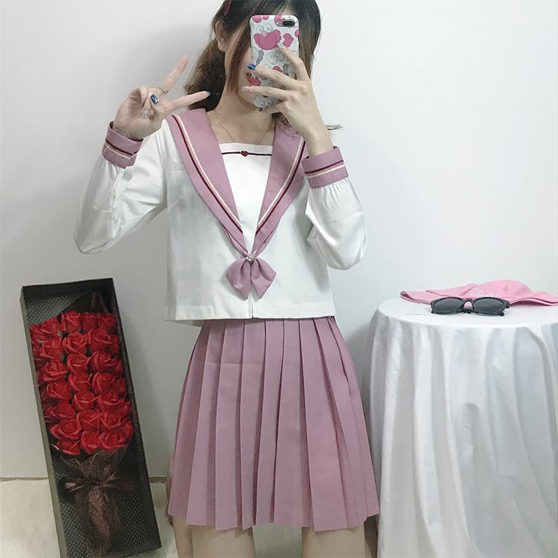 セーラー服 リボン付き清楚セーラートップス