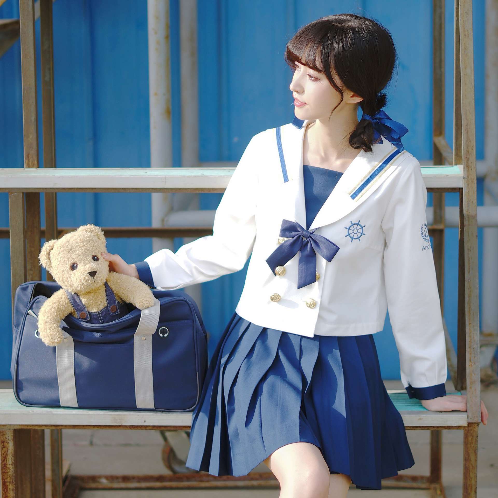 セーラー服 マリンセーラー制服セット 白と紺