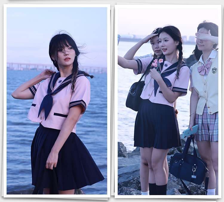 セーラー服 桜色セーラーカラー学生服セット