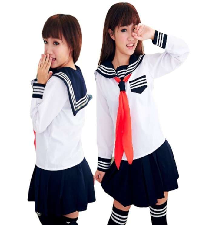 セーラー服 長袖 赤リボン付き制服