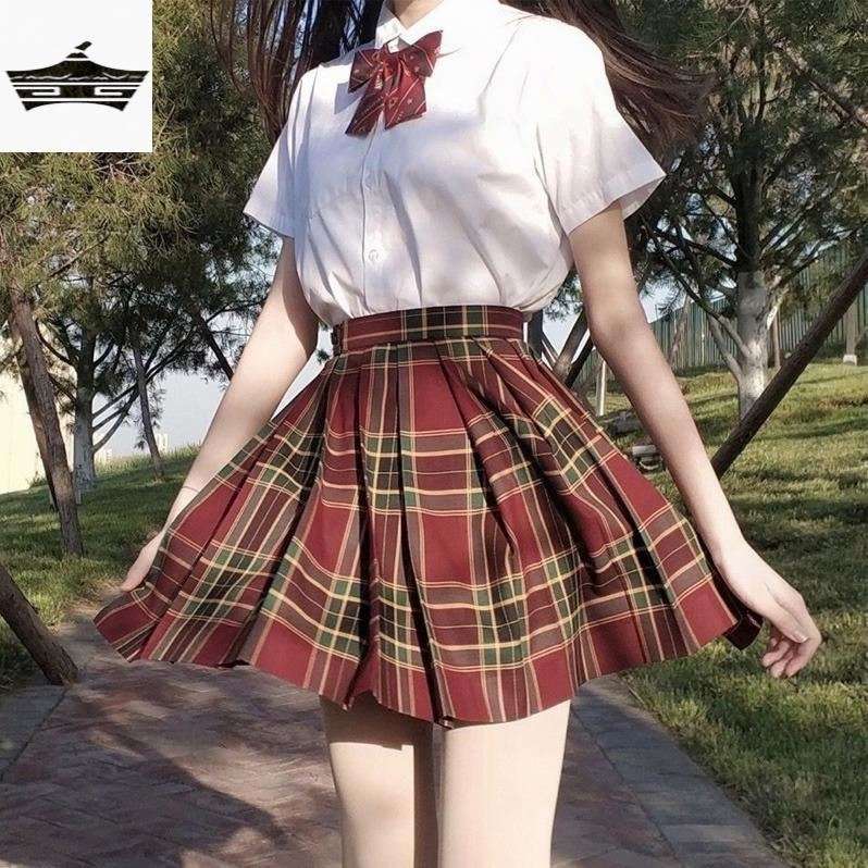 セーラー服 プレッピースタイル チェック柄プリーツスカート制服セット