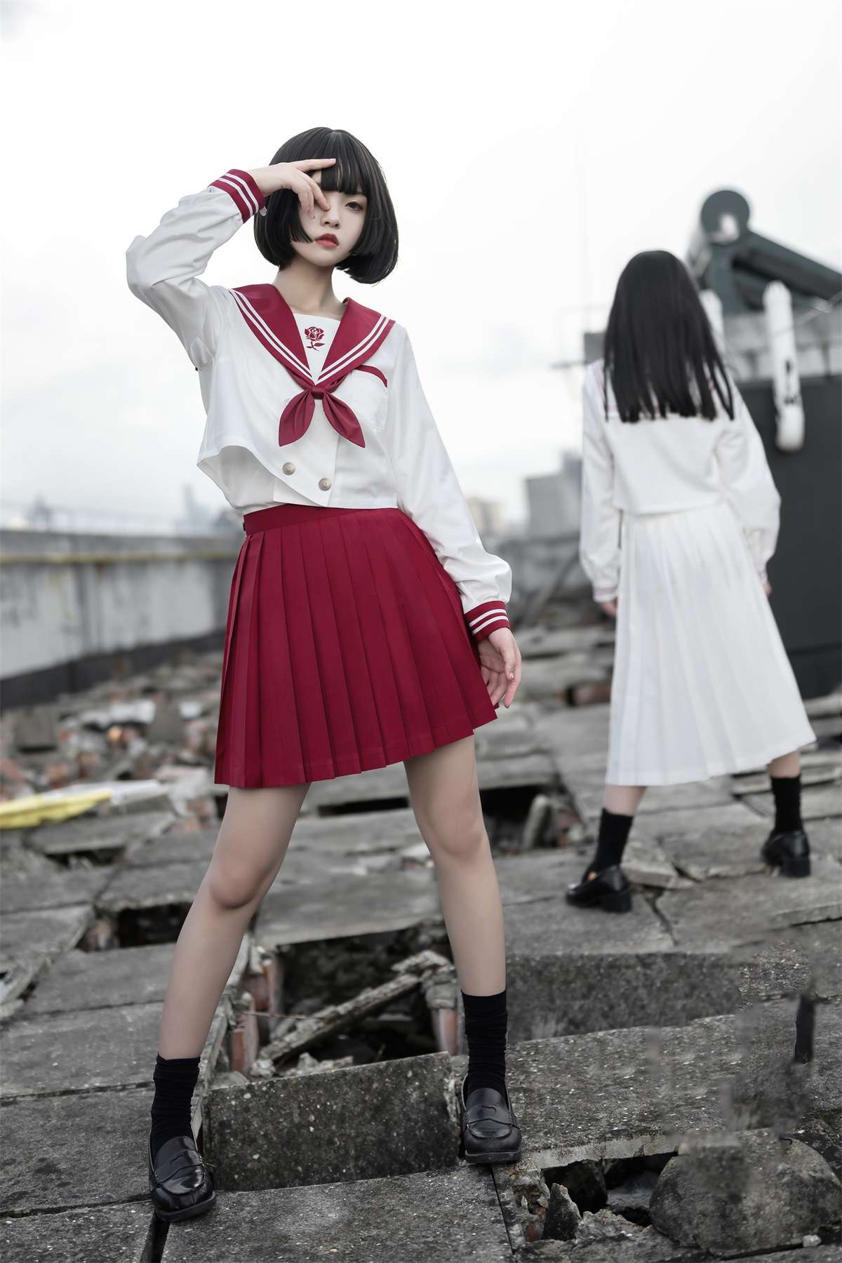 セーラー服 学園風ロングセーラーワンピース