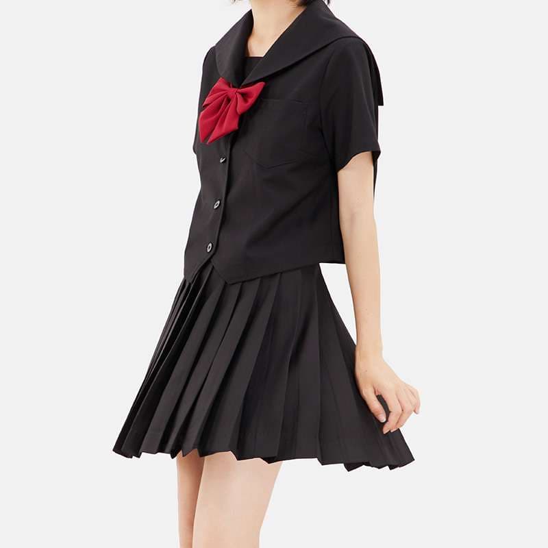 セーラー服 リボン付きセーラー風制服ワンピース