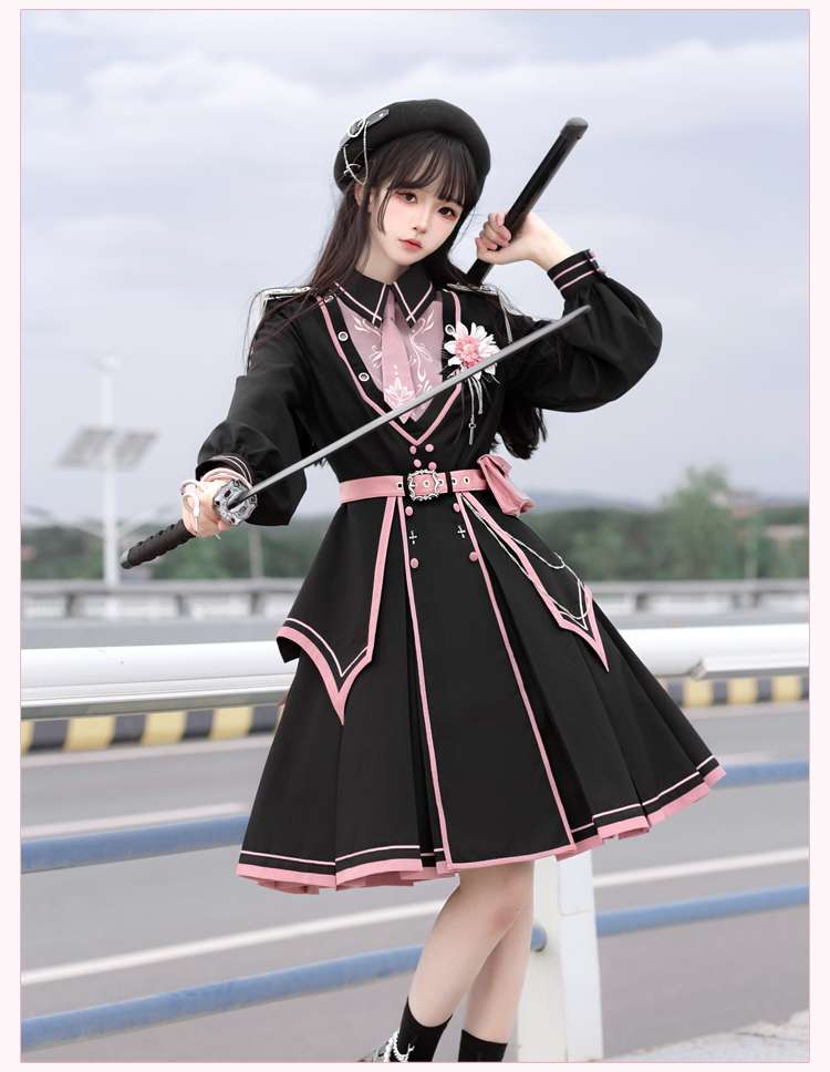 セーラー服 桜花軍服風ロリータワンピース