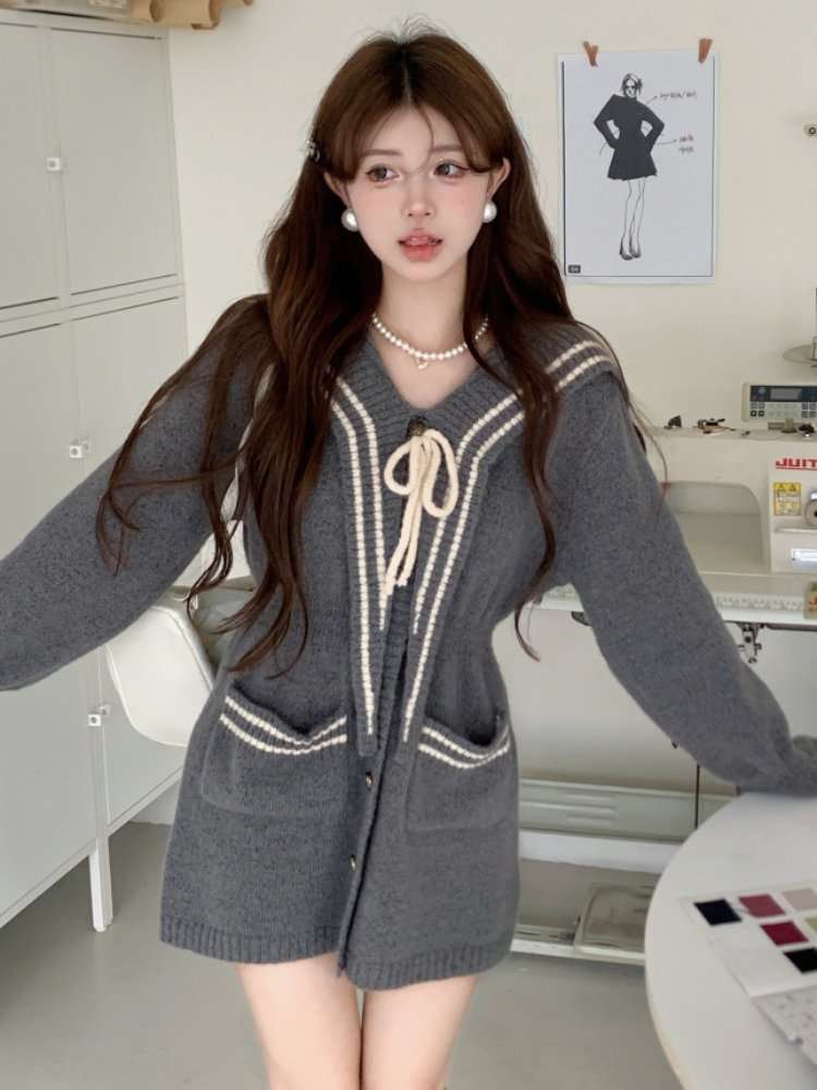 セーラー服 セーラー襟付きニットカーディガン