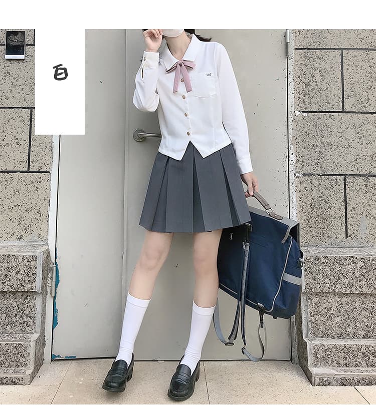 セーラー服 可愛いリボン付き長袖制服風ブラウス