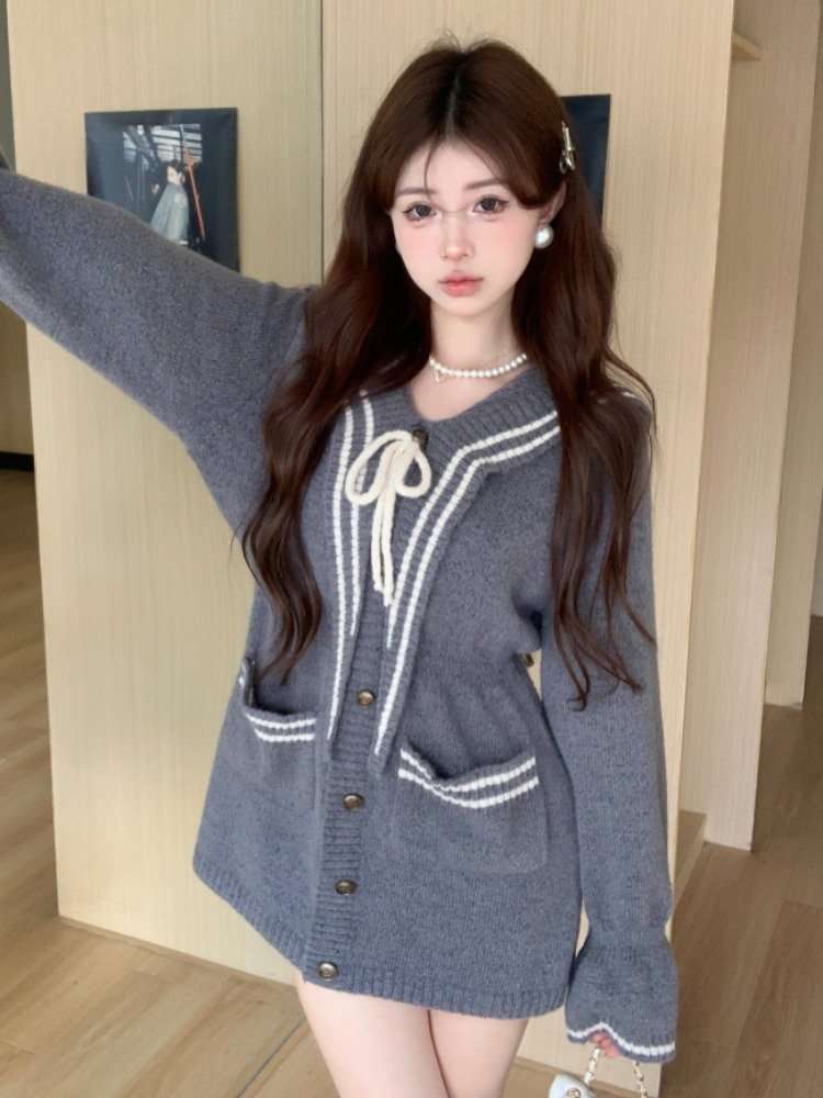 セーラー服 セーラー襟付きニットカーディガン