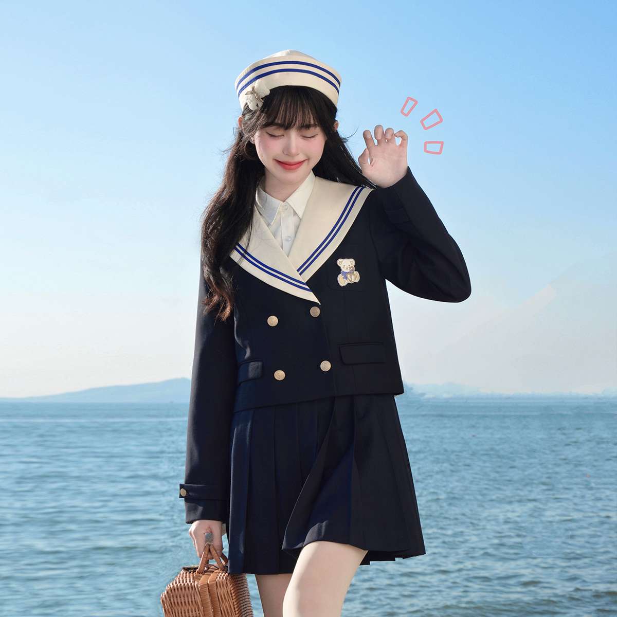 セーラー服 セーラーカラーワンピース 白と紺