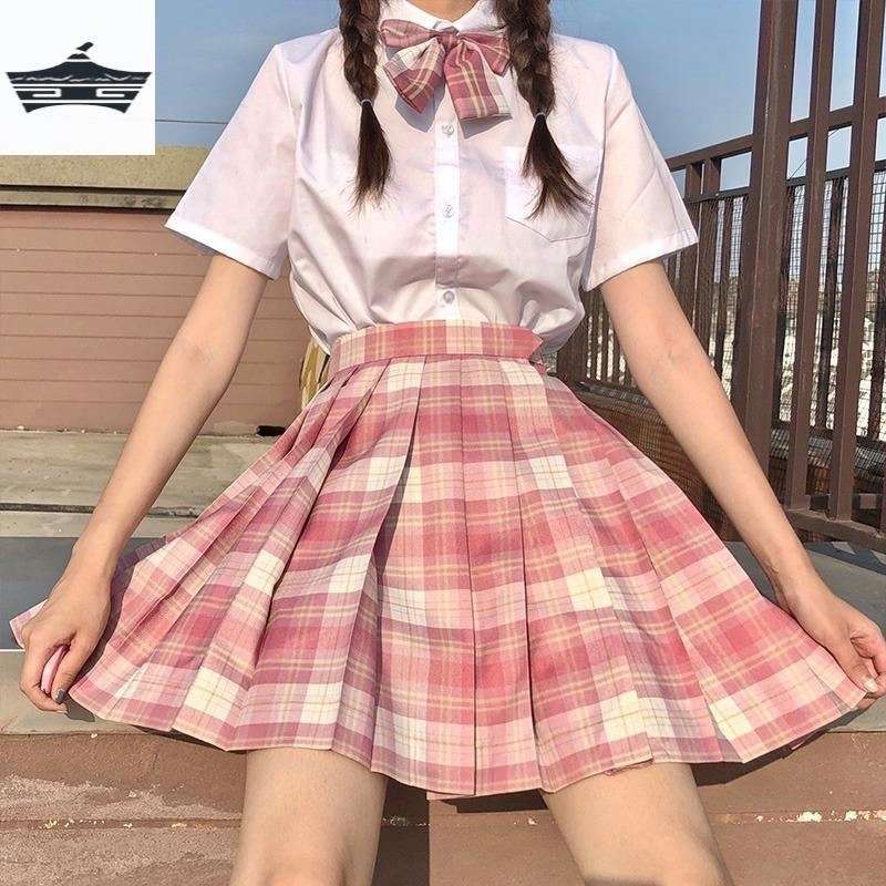 セーラー服 プレッピースタイル チェック柄プリーツスカート制服セット