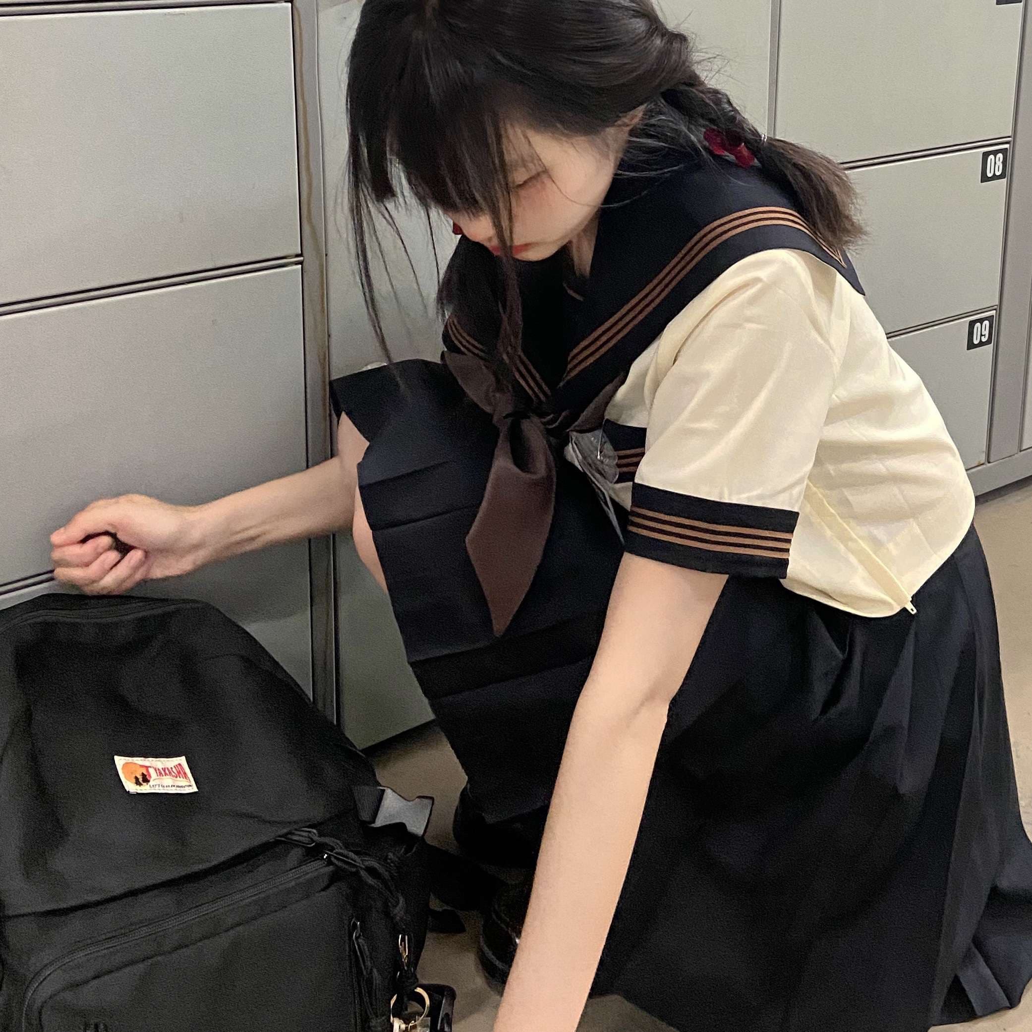 セーラー服 クラシック学生風 ブラウン