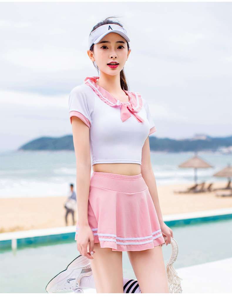 セーラー服 清楚可愛い二点セット セーラー風スイムウェア