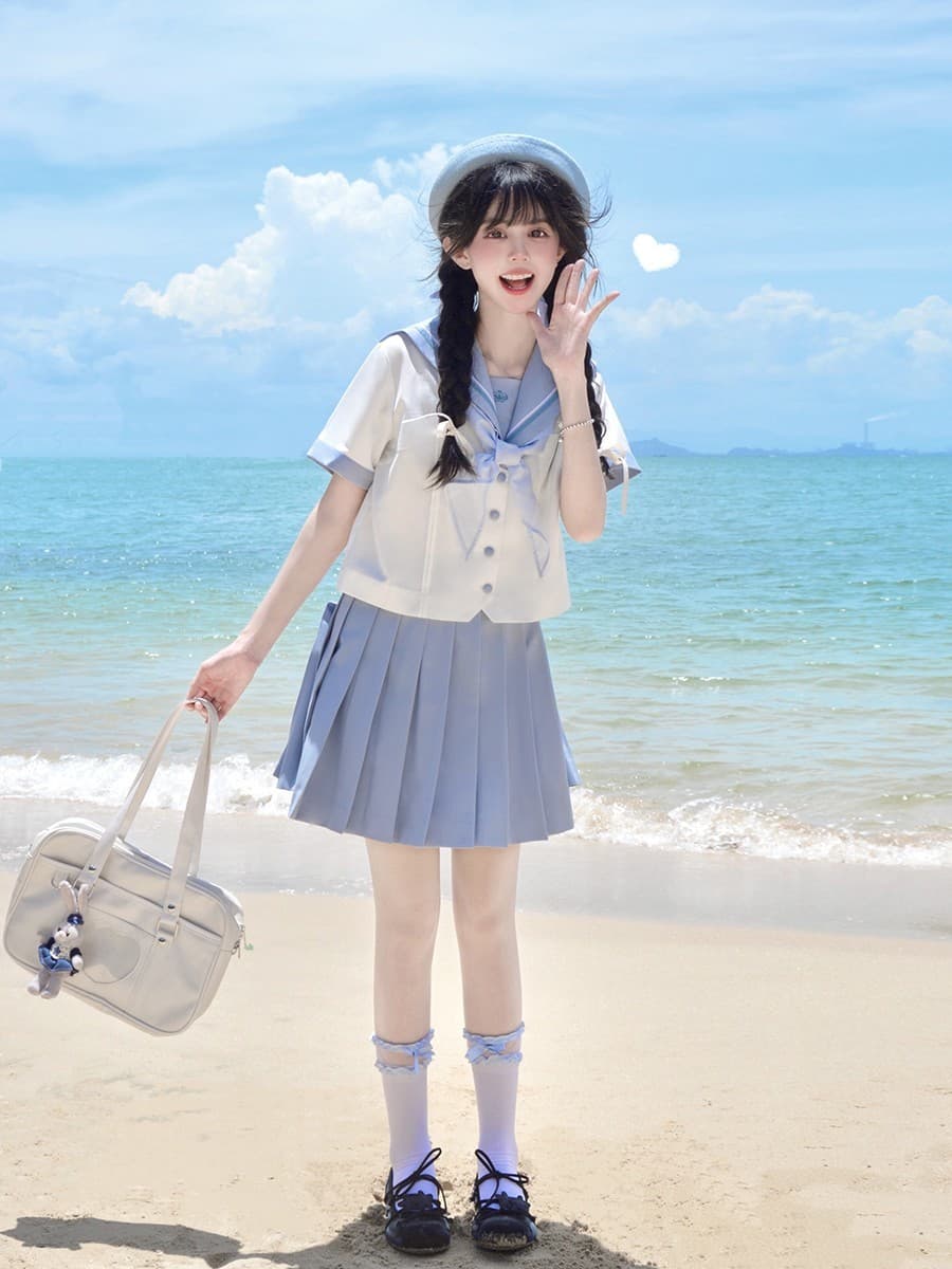セーラー服 マリン風セーラー半袖ブラウス