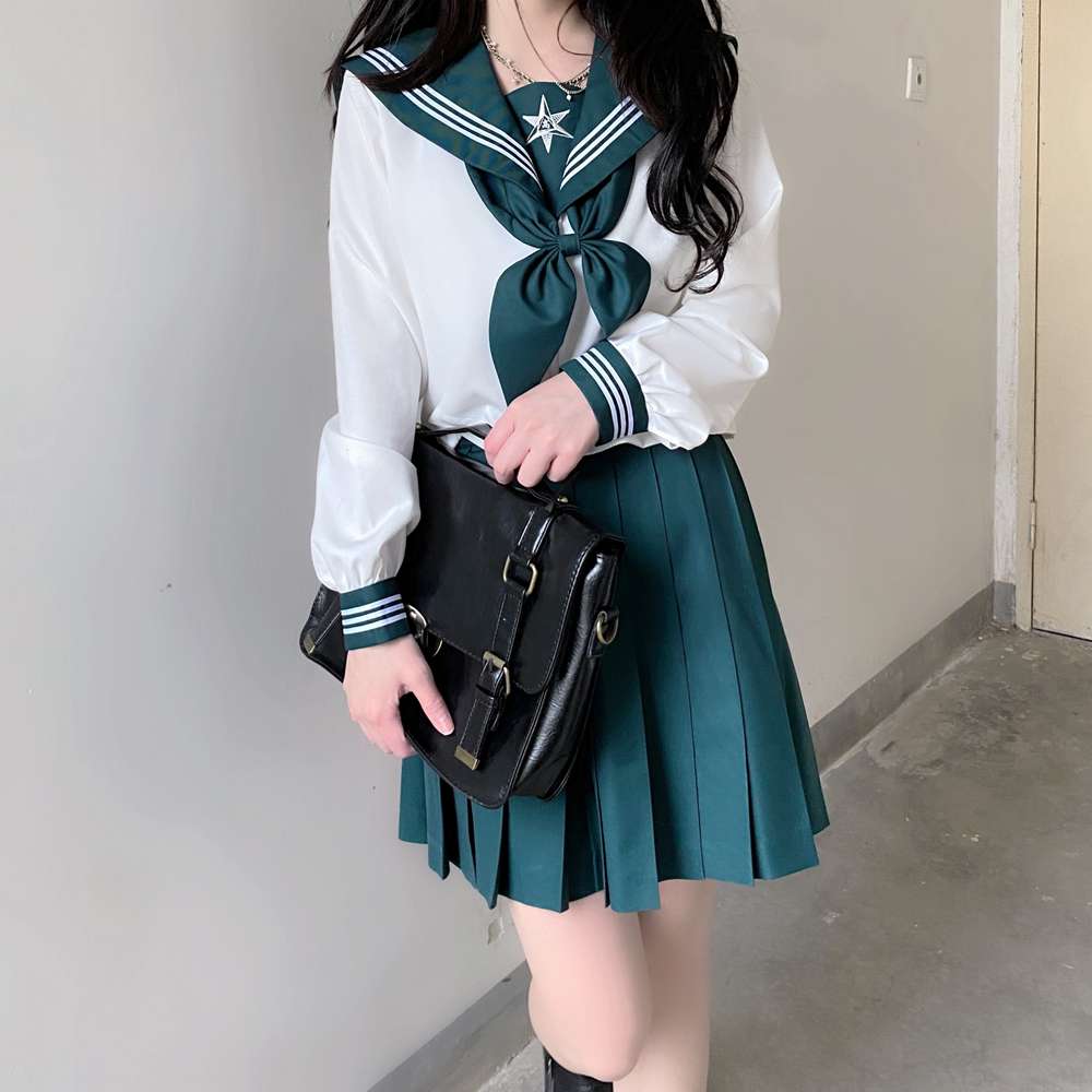 セーラー服 星柄セーラー襟プリーツワンピース