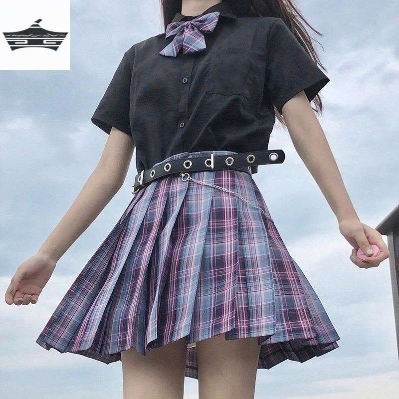 セーラー服 プレッピースタイル チェック柄プリーツスカート制服セット