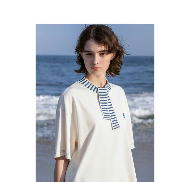セーラー服 マリンテイスト セーラー襟 ゆったりTシャツ