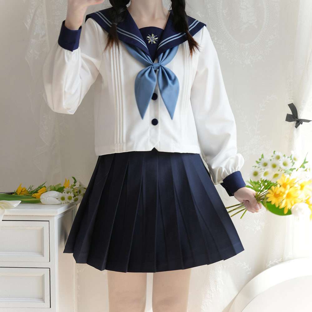 セーラー服 清楚な雰囲気のプリーツスカート制服セット