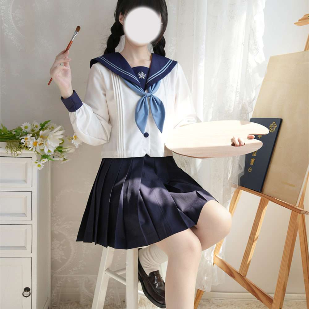 セーラー服 清楚な雰囲気のプリーツスカート制服セット